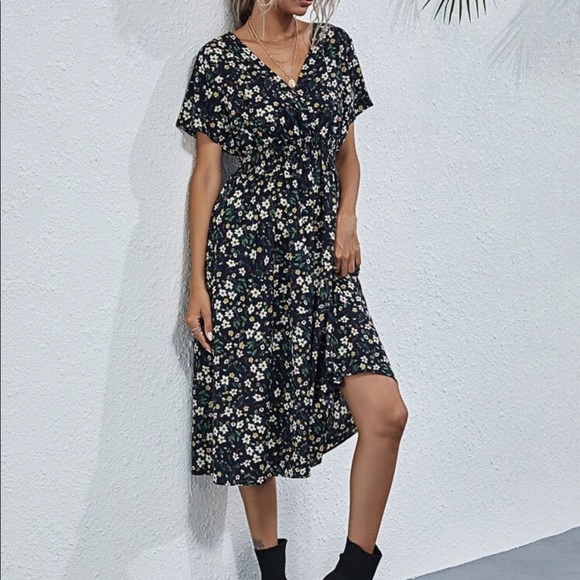Boho floral print wrap A line dress - Picture 12 of 16